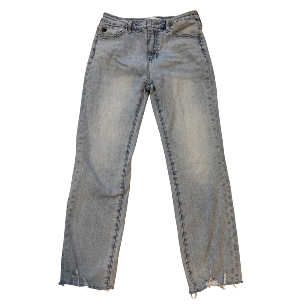 Kancan for Maurices Womens Light Wash High Rise Straight Leg Distressed Jeans